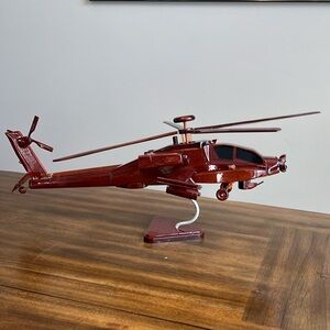 24 Inch Wooden Apache Helicopter Collectible Decoration Military